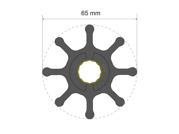 Albin Group Premium Impeller Kit 65 x 16 x 37mm - 8 Blade - Spline Insert