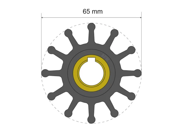 Albin Group Premium Impeller Kit 65 x 15.8 x 41.5mm - 12 Blade - Key Insert