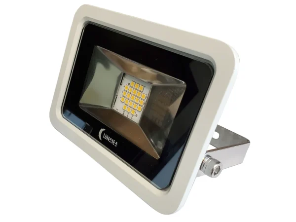 Lunasea 10W Slimline LED Floodlight, 120VAC Only, Cool White, 1200 Lumens, 3' Cord - White Housing