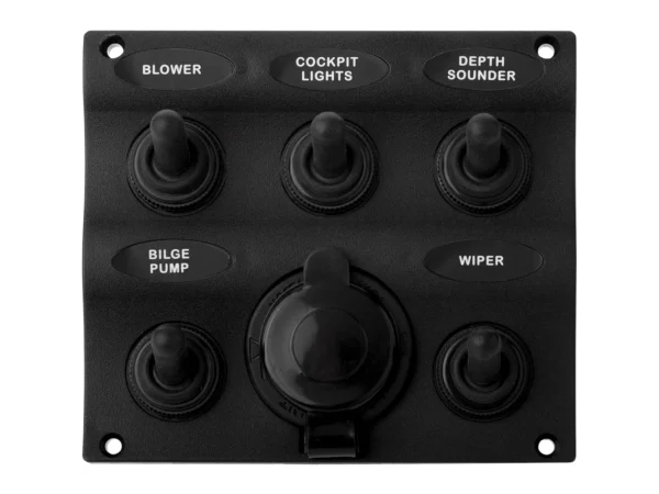 Sea-Dog Nylon Switch Panel - Water Resistant - 5 Toggles w/Power Socket