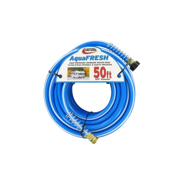 Valterra W019600 Blue AquaFresh High Pressure RV Drinking Water Hose, 5/8" x 50' - Image 2