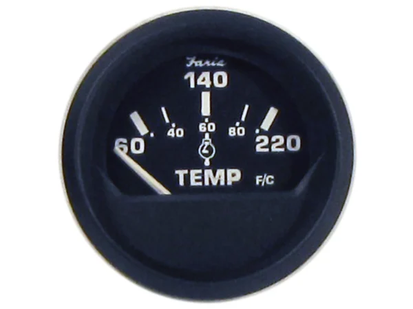 Faria Euro Black 2" Cylinder Head Temperature Gauge (60 to 220° F) with Sender