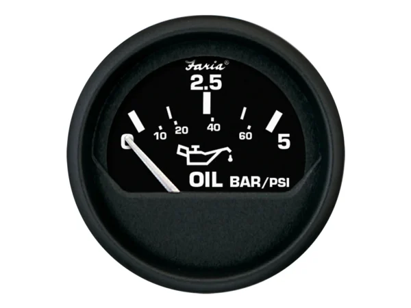 Faria Euro Black 2" Oil Pressure Gauge - Metric (5 Bar)