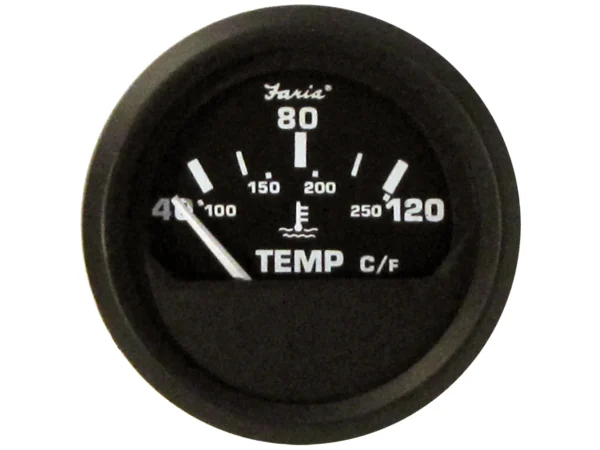 Faria Euro Black 2" Water Temperature Gauge - Metric (40 to 120° C)