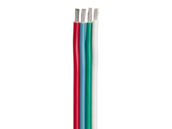 Ancor Flat Ribbon Bonded RGB Cable 18/4 AWG - Red, Light Blue, Green & White - 100'