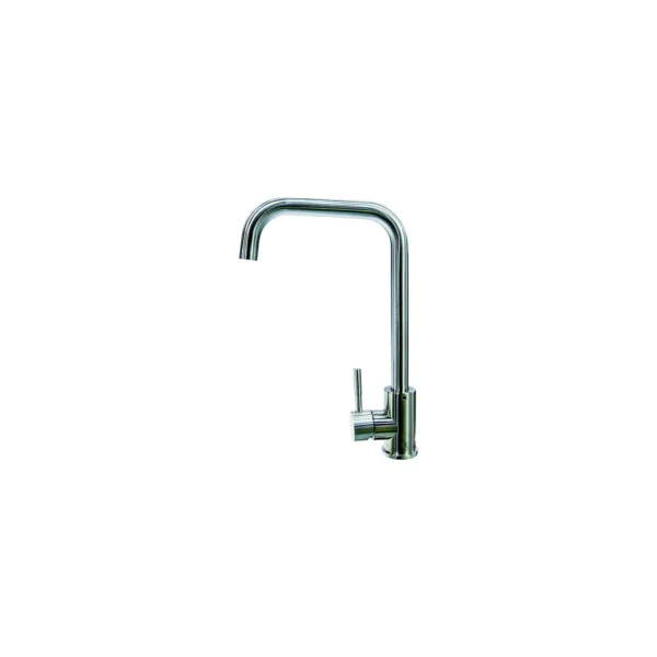 Flow-Max 719325 Gooseneck Single Hole Faucet, Square, Stainless Steel