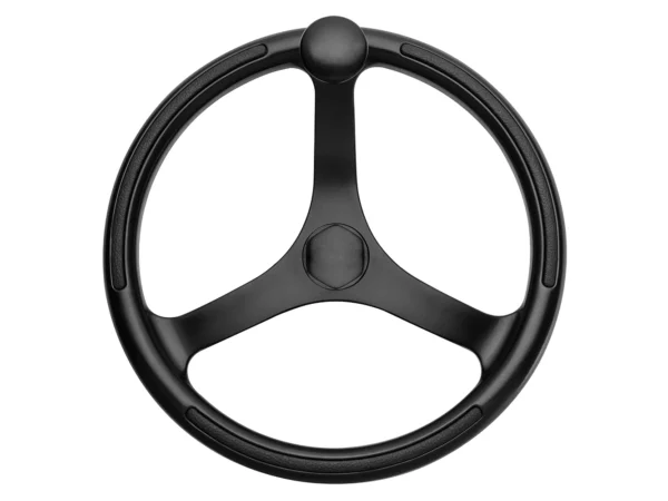 Schmitt Marine Primus Wheel 13.5" Black 3/4" Tapered Shaft w/Knob Finger Grips - Black Powder Coat