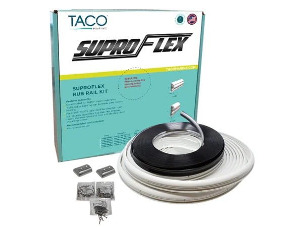 TACO SuproFlex Rub Rail Kit - White w/Flex Chrome Insert - 1.6"H x .78"W x 60'L