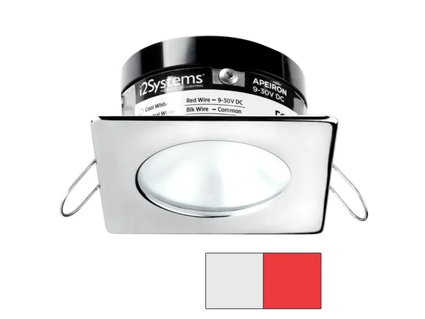 i2Systems Apeiron A503 3W Spring Mount Light - Square/Round - Cool White & Red - Polished Chrome Finish