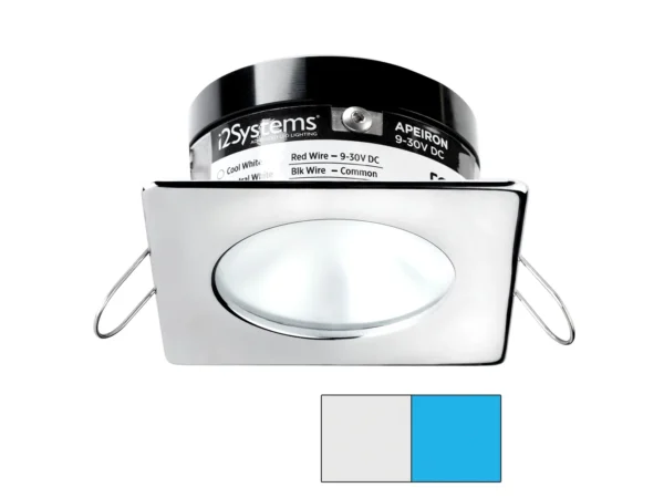 i2Systems Apeiron A503 3W Spring Mount Light - Square/Round - Cool White & Blue - Polished Chrome Finish