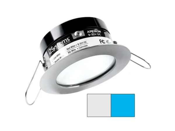 i2Systems Apeiron PRO A503 - 3W Spring Mount Light - Round - Cool White & Blue - Brushed Nickel Finish