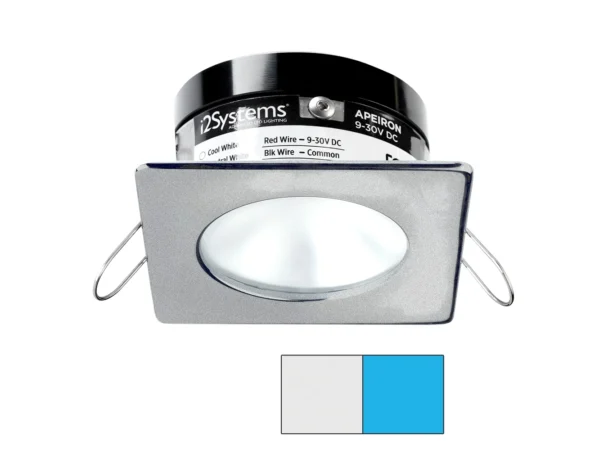 i2Systems Apeiron PRO A503 - 3W Spring Mount Light - Square/Round - Cool White & Blue - Brushed Nickel Finish