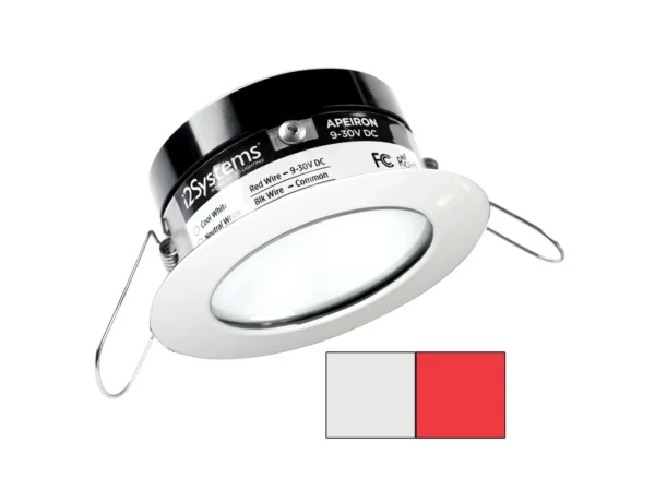 i2Systems Apeiron PRO A503 - 3W Spring Mount Light - Round - Cool White & Red - White Finish