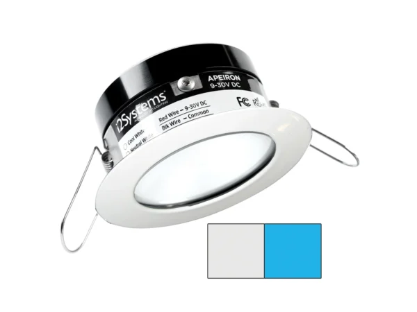 i2Systems Apeiron PRO A503 - 3W Spring Mount Light - Round - Cool White & Blue - White Finish