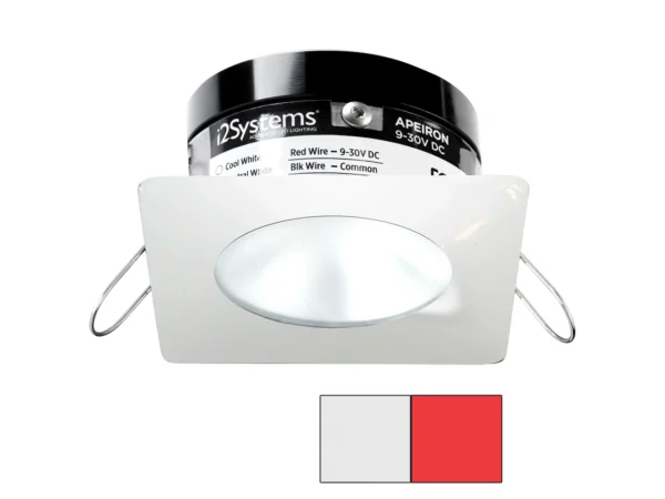 i2Systems Apeiron PRO A503 - 3W Spring Mount Light - Square/Round - Cool White & Red - White Finish