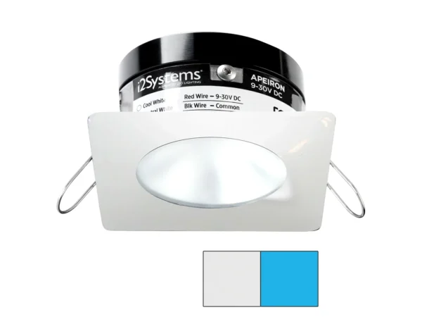 i2Systems Apeiron PRO A503 - 3W Spring Mount Light - Square/Round - Cool White & Blue - White Finish