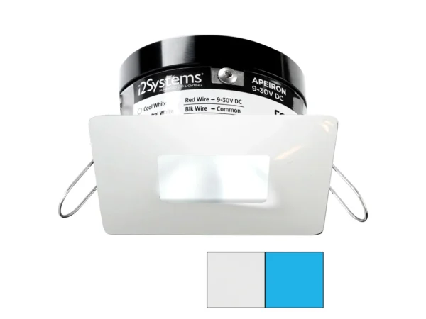 i2Systems Apeiron PRO A503 - 3W Spring Mount Light - Square/Square - Cool White & Blue - White Finish