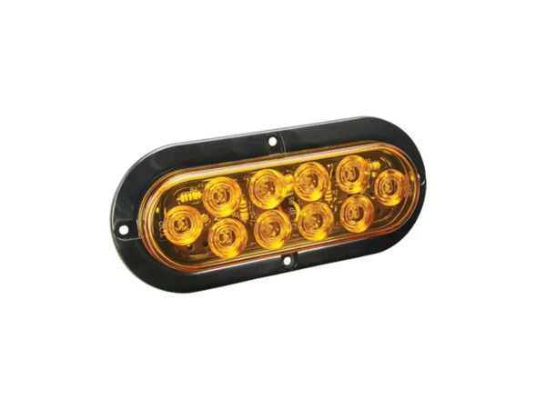 Wesbar LED Waterproof 6" Oval Surface Flange Mount Tail Light - Amber w/Black Flange Base