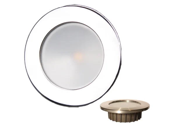 Lunasea "ZERO EMI” Recessed 3.5” LED Light - Warm White w/Polished Stainless Steel Bezel - 12VDC