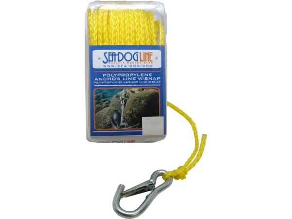 Sea-Dog Poly Pro Anchor Line w/Snap - 1/4" x 50' - Yellow