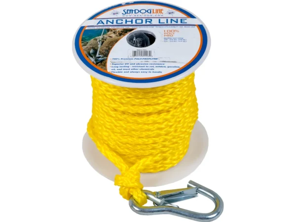 Sea-Dog Poly Pro Anchor Line w/Snap - 3/8" x 100' - Yellow