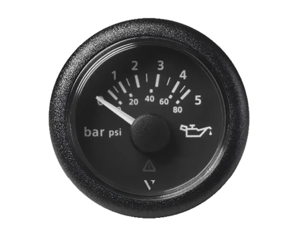 Veratron 52 MM (2-1/16") ViewLine Oil Pressure Gauge 5 Bar/80 PSI - Black Dial & Round Bezel