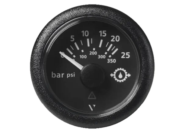 Veratron 52MM (2-1/16") ViewLine Transmission Oil Pressure 25 Bar/350 PSI - Black Dial & Round Bezel