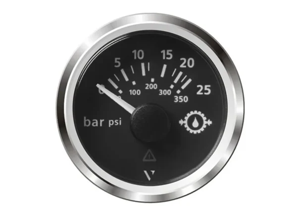 Veratron 52MM (2-1/16") ViewLine Transmission Oil Pressure 25 Bar/350 PSI - Black Dial & Chrome Triangular Bezel