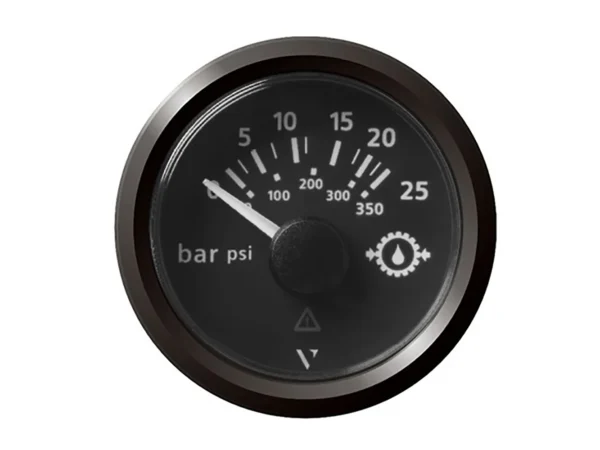 Veratron 52MM (2-1/16") ViewLine Transmission Oil Pressure 25 Bar/350 PSI - Black Dial & Triangular Bezel