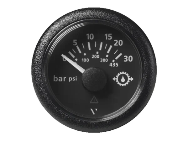 Veratron 52MM (2-1/16") ViewLine Transmission Oil Pressure 30 Bar/435 PSI - Black Dial & Round Bezel