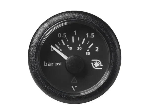 Veratron 52MM (2-1/16") ViewLine Boost Pressure Gauge 2 Bar/30 PSI - Black Dial & Round Bezel