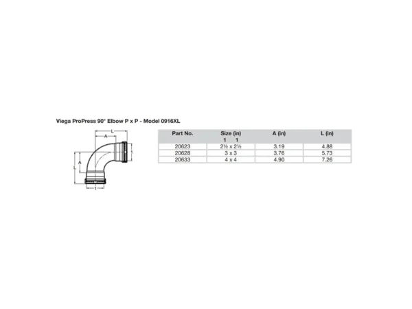 Viega ProPress 2-1/2" - 90° Copper Elbow - Double Press Connection - Smart Connect Technology - Image 2