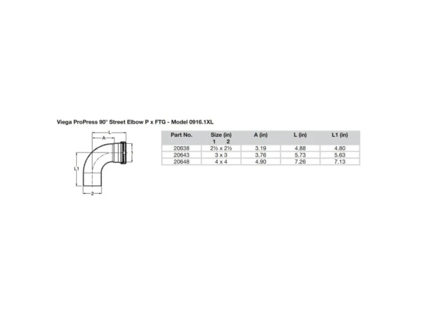 Viega ProPress 2-1/2" - 90° Copper Elbow - Street/Press Connection - Smart Connect Technology - Image 2