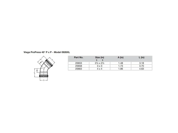 Viega ProPress 2-1/2" - 45° Copper Elbow - Double Press Connection - Smart Connect Technology - Image 2