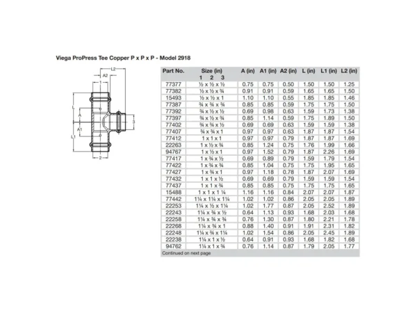 Viega ProPress 1" Copper Tee - Triple Press Connection - Smart Connect Technology - Image 2