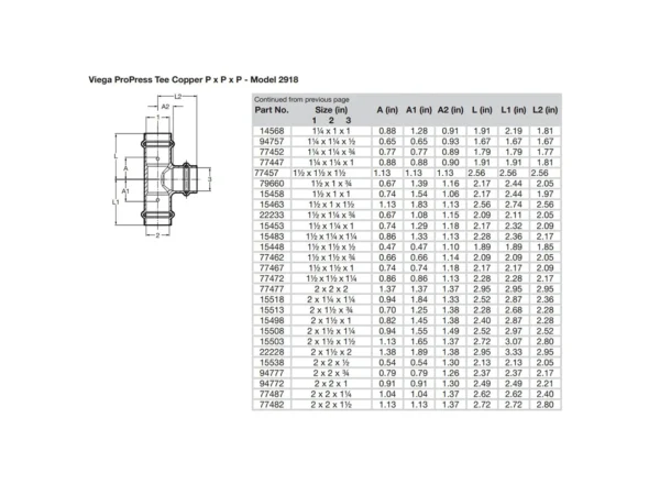 Viega ProPress 1-1/2" Copper Tee - Triple Press Connection - Smart Connect Technology - Image 2