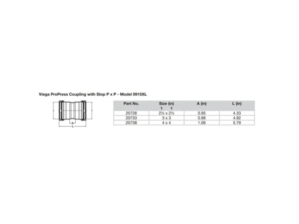 Viega ProPress 2-1/2" Copper Coupling w/Stop Double Press Connection - Smart Connect Technology - Image 2