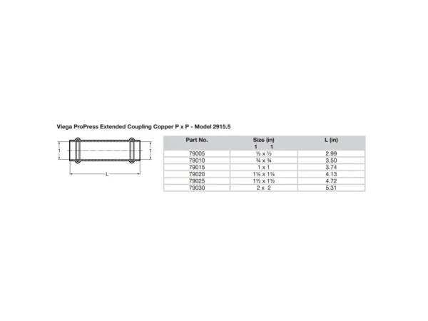 Viega ProPress 3/4" Extended Coupling w/o Stop - Double Press Connection - Smart Connect Technology - Image 2