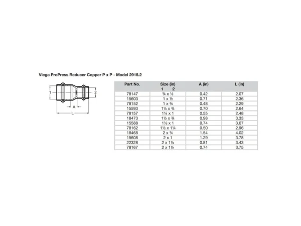 Viega ProPress 3/4" x 1/2" Copper Reducer - Double Press Connection - Smart Connect Technology - Image 2