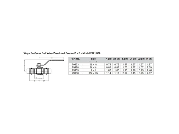 Viega ProPress 1/2" Zero Lead Bronze Ball Valve w/Stainless Stem - Double Press Connection - Smart Connect Technology - Image 2