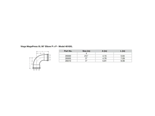 Viega MegaPress 3" 90° Carbon Steel Elbow w/FKM - Double Press Connection - Smart Connect Technology - Image 2