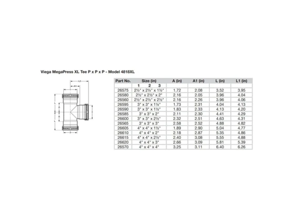 Viega MegaPress 2-1/2" Carbon Steel Tee w/FKM - Triple Press Connection - Smart Connect Technology - Image 2