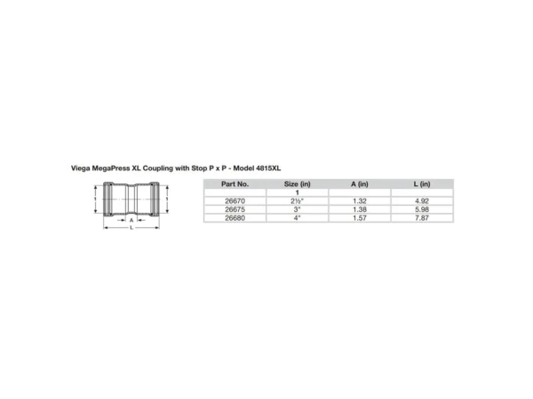 Viega MegaPress 2-1/2" Carbon Steel Coupling w/Stop w/FMK Double Press Connection - Smart Connect Technology - Image 2