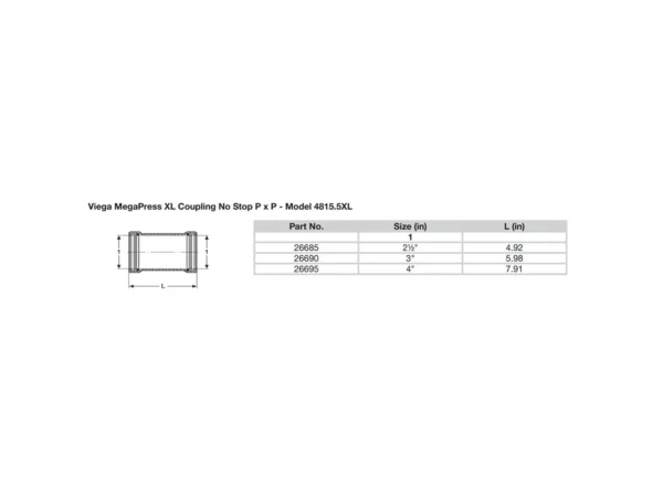 Viega MegaPress 2-1/2" Carbon Steel Coupling w/o Stop w/FMK - Double Press Connection - Smart Connect Technology - Image 2