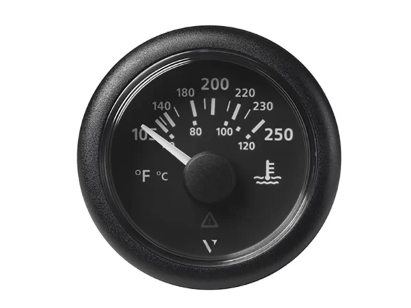 Veratron 52MM (2-1/16") ViewLine Water Temperature Gauge - 100-250°F - Black Dial & Bezel