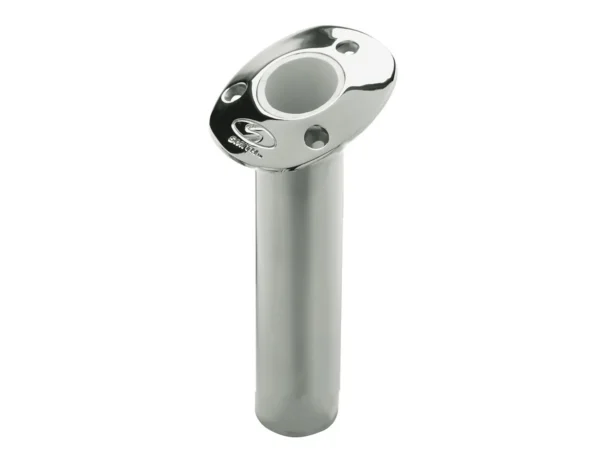 C.E. Smith Flush Mount Rod Holder - 15 Degree & 9" Depth - Stainless Steel - Cast Gimbal - White Vinyl Liner