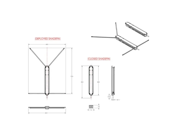 TACO ShadeFin w/White Fabric, Case & Fixed Rod Holder Mount Kit - Image 2