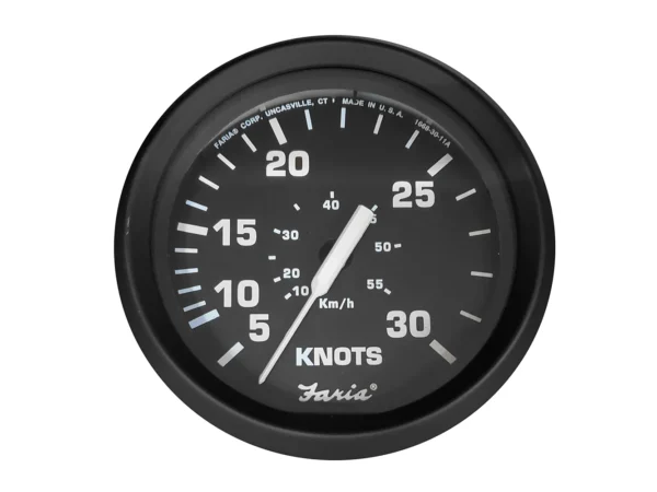 Faria Euro Black 4" Speedometer - 30 Knot (Pitot)