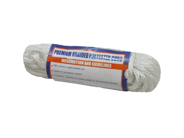 Sea-Dog Solid Braid Polyester Cord Hank - 1/8" x 50' - White