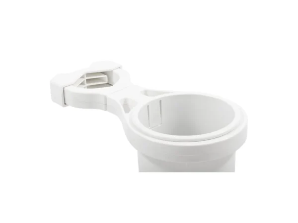 Camco Clamp-On Rail Mounted Cup Holder - Large for Up to 2" Rail - White - Image 2